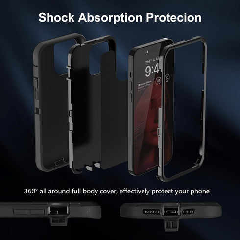 Sansunto for iPhone 13 Pro Max Case and 12 Pro Max Case, Full Body Protection Heavy Duty Shockproof Military Grade 3 in 1 Silicone Rubber with Har...