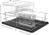 Home Basics Black Kitchen Sink Countertop 2 Tier Dish Rack and Draining Board Cutlery Holder, Fits Large Plates, Dry & Drip Tray, Full Mesh...