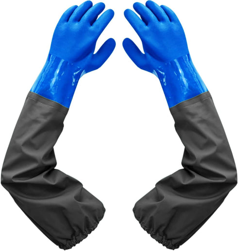 Haiou Long Rubber Gloves Elbow Length Chemical Resistant Gloves with Cotton Lining Waterproof Gloves, 25 inches, Large...