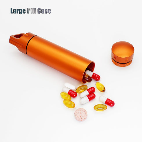 Aluminium Alloy Pill Case, Pill Fob Capsule Keychain, Long Waterproof Match Case Holder, Smell Proof Container Jar, Outdoor Survival Storage Metal...