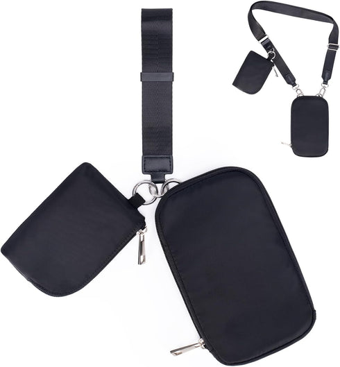 Dual Pouch Wristlet Purse - Portable Card Holder Wallet & Detachable Phone Case Handbag with Shoulder Strap for Women...