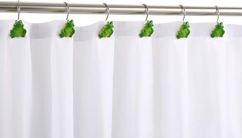 CHICTIE Frog Shower Curtain Hooks Rings,Set of 12 Green Decorative Shower Curtain Hooks,Stainless Steel Rustproof Animal Shower Rings for Bathroom...