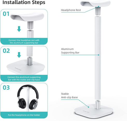 Headphone Stand, Desktop Headset Holder Heavy Base Desk Earphone Stand Aluminum Gaming Headset Hanger Rack Compatible with AirPods Max, AirPods Pr...