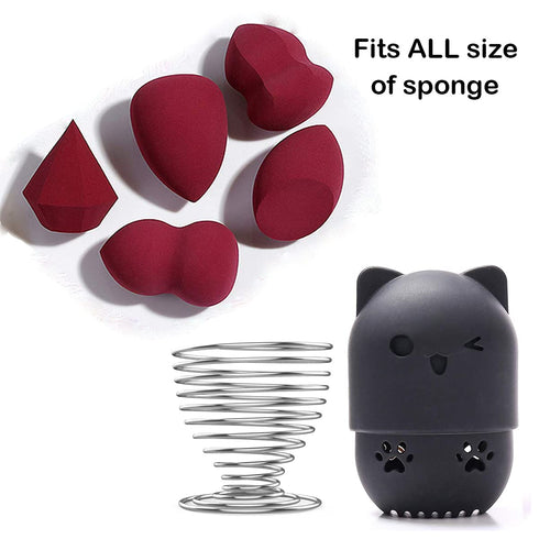 Makeup Sponge Holder, Beauty Sponge Holder + Makeup Blender Travel Case Beauty Sponge Blender Drying Stand & Storage Containers - Black + Silver...