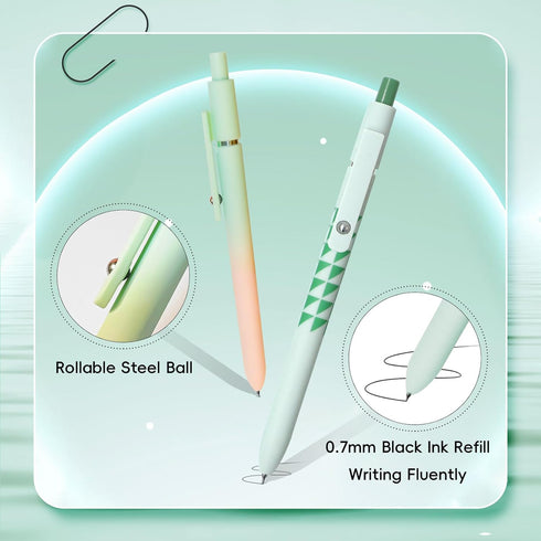 Gel Pens,10 Pcs Medium Point Smooth Writing Pens Cute Pens for Women, High-End Series 0.7mm Black Ink Pens for Journaling Note Taking, School Offi...