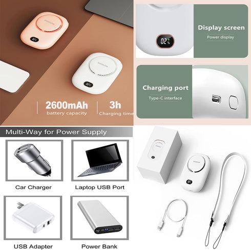 Portable Neck Fan, Handheld Mini Fan Small Personal Fan, Hand Held Fan USB Rechargeable Eyelash Fan for Kids Girls Boys Woman Man Home Outdoor Tra...