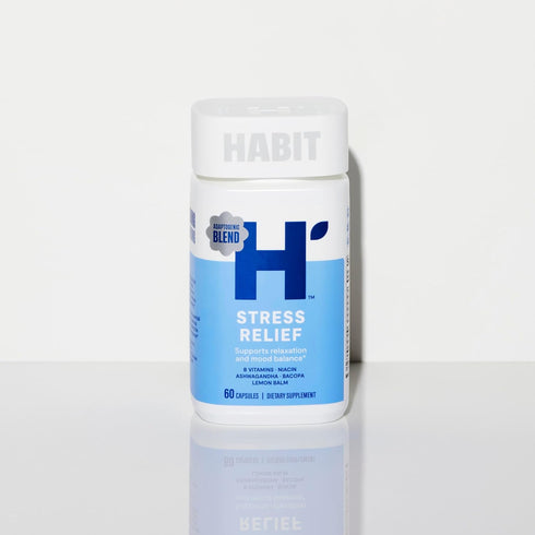 HABIT Stress Relief Supplement (60 Capsules) - New Look, Supports Relaxation & Mood Balance, Vitamin B, Adaptogens, Lemon Balm, Calming, Vegan, No...