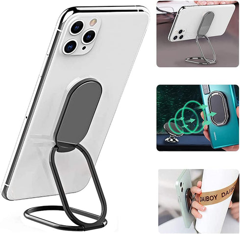 Cell Phone Ring Holder Finger Kickstand, CLZWiiN Foldable 360° Rotation Cellphone Stand for Desk, Office Desktop, Magnetic Car Mount, Metal Multi-...
