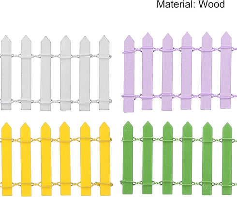 MECCANIXITY Miniature Garden Fence, 35 Inch Long Wood Ornament Wooden Decorative Picket Fence for DIY Crafts Project,Light Green, Deep Purple, Yel...