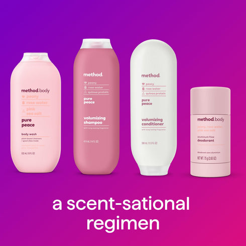 Method Volumizing Shampoo, Pure Peace with Rose, Peony, and Pink Sea Salt Scent Notes, Paraben and Sulfate Free, 14 oz (Pack of 1)...