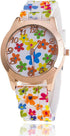 CdyBox Women Ladies Girls Floral Dial Silicone Band Analog Watches Rose Gold Tone Numbers (5 Pack)...
