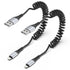 Coiled Lightning Cable, 2 Pack Coiled iPhone Charger Cable for Car Short Retractable iPhone Lightning Cable Compatible with Apple CarPlay iPhone 1...