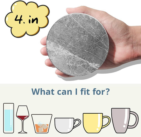 LIFVER Coasters for Drinks Absorbent, Living Room Decor, Ceramic Coasters Set of 6 with Cork Base, Protect Wooden Table or Furniture from Scratche...