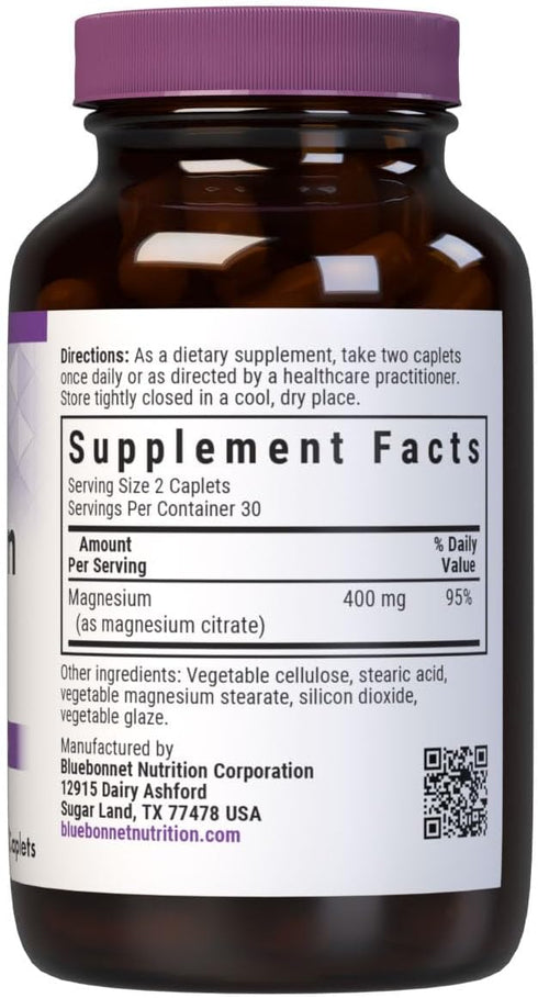 Bluebonnet Nutrition Magnesium Citrate (400mg of Magnesium)- Maximum Absorption - Supports Immune Health & Energy Production - Soyfree, Gluten-Fre...