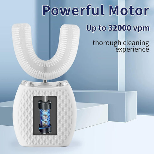 Ultrasonic Toothbrush Adult Electric Toothbrush?Sonic Toothbrush 360° Oral Cleaning Wireless Charging & LED Light|IPX7 Waterproof U-Shaped Brush H...