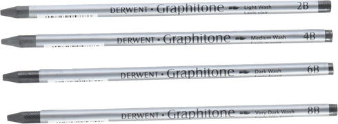 Derwent Watersoluble Graphitone Pencils, Fine Point, Black, 4 Pencils per Pack (34304)...