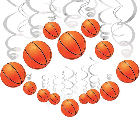 36Ct Basketball Hanging Swirl Decorations - Basketball Themed Party Supplies Hanging Party Decorations, Boy Birthday Party Decorations...