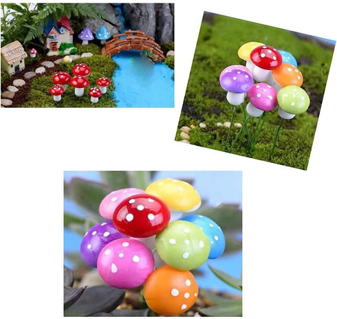 50 Pieces Mini Mushroom Miniatures Artificial Garden Fairy Bonsai Plant Pot Resin Craft Decoration for Home DIY Micro Landscape Decor (Red)...