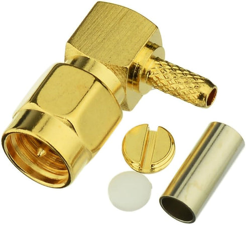 Eightwood 10pcs SMA Male Crimp Right Angle RF Connector for RG316 RG174 LMR100 Coax Cable...