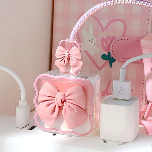 Andy's Orchids Cute Charging Cable Protector Case, Cute Bow Knot Charging Protector Cover Lovely Design for iPhone 18/20W...