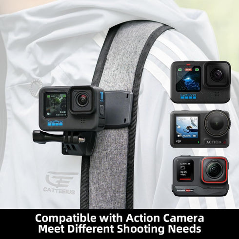 Anti-Slide Backpack Strap Clip Mount for Phone 360 Degree Rotary Backpack Clamp Mount for Video Recording...