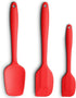 Silicone Spatula 3-piece Set, Ergonomic Handle High Heat-Resistant Spatulas, Non-stick Rubber Spatulas with Stainless Steel Core, Red...