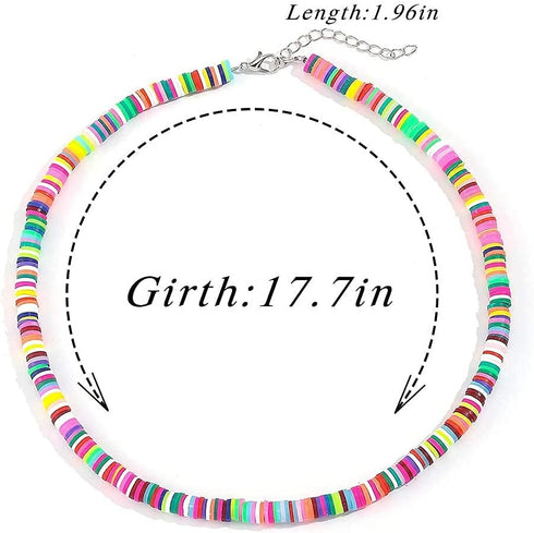 Heishi Surfer Choker Rainbow Beaded Choker Necklace Boho Disc Vinyl Necklaces Puka Personalized Beach Summer Collar Jewelry for Women...