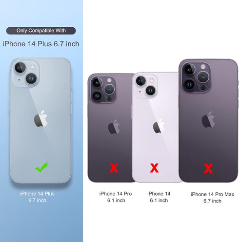 ULAK Compatible with iPhone 14 Plus Wallet Case with Card Holder, Flip iPhone 14 Plus Case for Women Girls PU Leather Kickstand Wrist Strap Shockp...