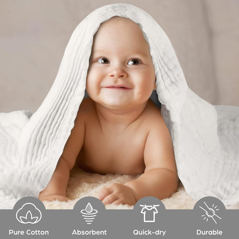 MUKIN Baby Bath Towels, Super Soft Cotton Receiving Blanket for Baby's Delicate Skin,2Pack Swaddle Blanket for Newborns Toddlers Boy Girl,Baby Reg...