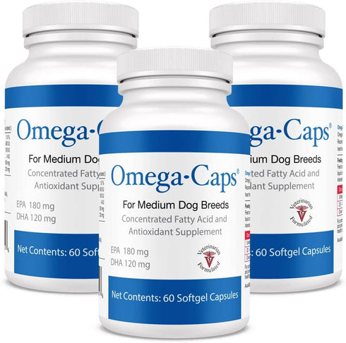 Omega-Caps for Medium Breeds-Vet Formulated for Joint & Heart Health, Healthy Radiant Skin & Coat, Reduces Shedding. Contains Omega 3 for Immune S...