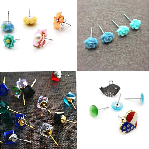 400pcs Hypoallergenic Stainless Steel Earrings Posts Flat Pad Blank Earring Pin Studs with Butterfly Earring Backs for Jewelry Making Findings (8m...