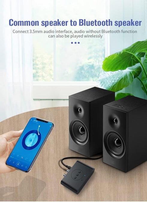 Bluetooth 5.4 Audio Adapter for Music Streaming Sound System, Wireless Audio Adapter Works with Smartphones and Tablets, Wireless Adapter for Spea...