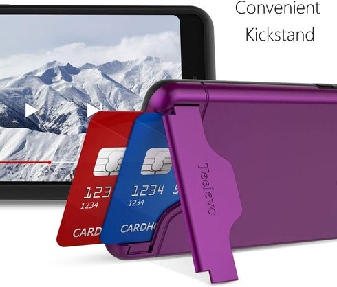 Teelevo Wallet Case for Google Pixel 3, Dual Layer Case with Card Slot Holder and Integrated Kickstand for Google Pixel 3 - Purple...