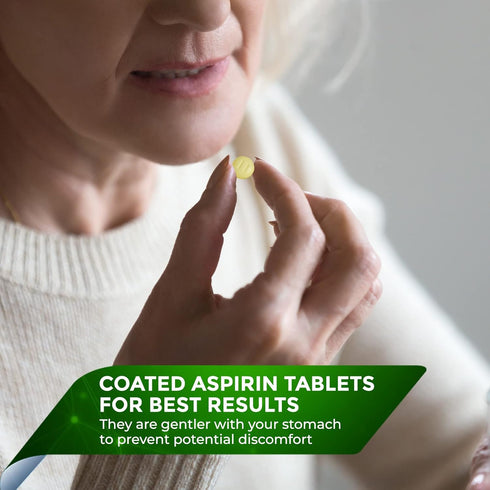 Pure Low Dose Baby Aspirin 81mg for Adults, 100 Count Enteric Coated Aspirin Tablets for Men and Women, Safe Relief for Symtoms Associated with He...
