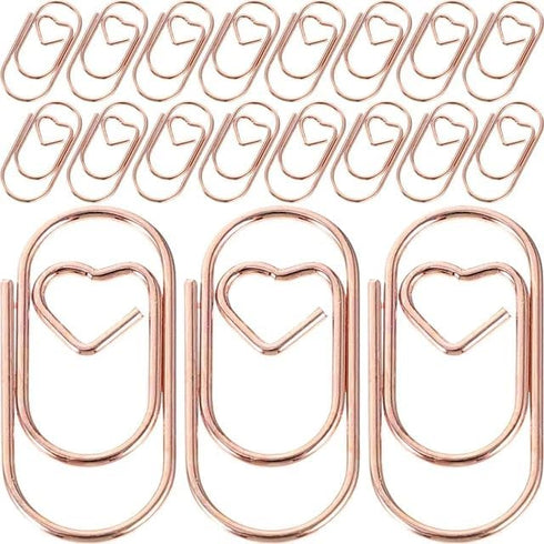 100 Pcs Rose Gold Love Heart Shaped Paper Clips, 0.78inch Cute Mini Paperclips for Office School Home Desk Organizers Clips, Clamps and Rings...
