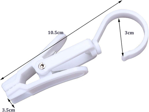 Super Strong Swivel Hanging Hooks - Laundry & Curtain Clips, Clothes Pins - Beach Towel Clips, 4.3-inch, White (10-pack)...