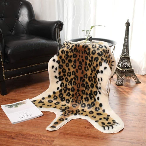 Leopard Print Rug, 2.7 W x 3.5 L Feet Faux Cowhide Skin Rug Animal Printed Area Rug Carpet for Home Office, Livingroom, Bedroom...
