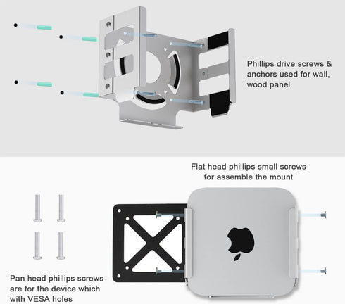 Mac Studio Mount, IFCASE Heat Dissipation Design Anti-Scratch Inner Aluminum Under Desk, Wall Mount Stand for Mac Studio M2 M1 Max, Ultra (Silver)...