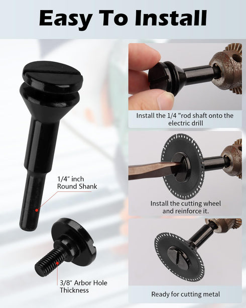 Mounting Mandrel 3/8" & 1/4" Arbor Hole(2 Pack), Cut-Off Wheel for Die Grinder Accessories Drill Bits Tool...