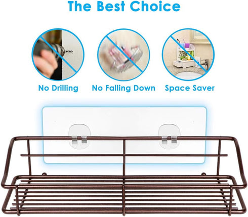Nieifi Shower Caddy Shelf with Hooks Storage Rack Organizer Adhesive Stainless Steel without Drilling for Bathroom, Lavatory, Washroom, Restroom, ...