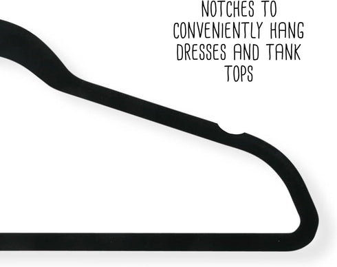 Honey-Can-Do HNG-01884 Thin Non-Slip Velvet Hangers, Black, 50-Pack...
