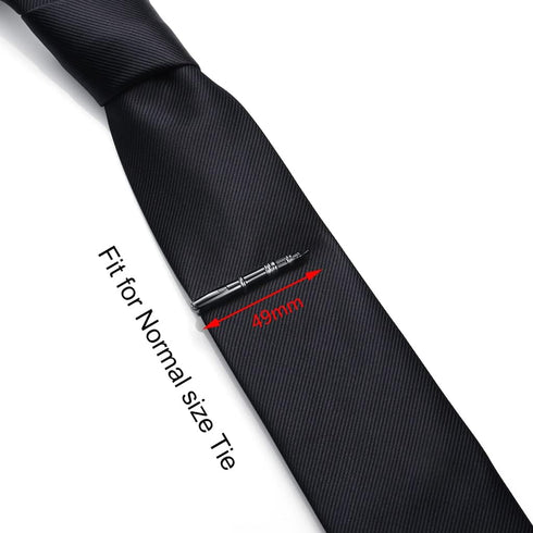 HONEY BEAR Mens Pen Tie Clip Bar Normal Size for Wedding Gift 5cm Black Silver...