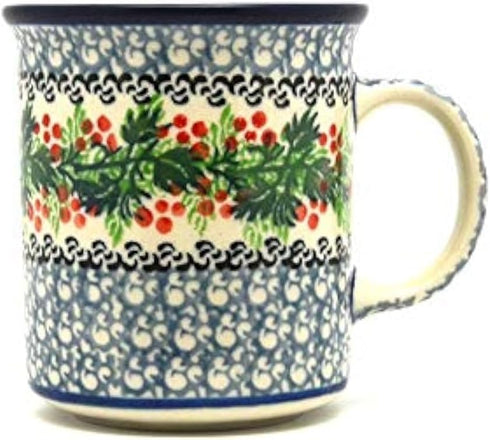 Polish Pottery Mug - Straight Sided - Holly Berry...