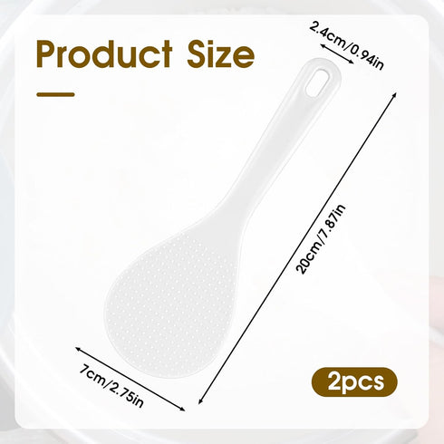 2PCS Rice Serving Spoon White Non-Stick Rice Spoon Paddle Rice Cooker Spoon Large Plastic Rice Spatula 7.95 Inch...