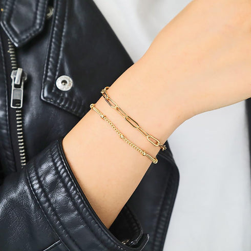 Dainty Gold Bracelets for Women, 14K Gold Filled Adjustable Layered Bracelet Cute Evil Eye Oval Chain Pearl Bar Turtle Gold Bracelets for Women Je...