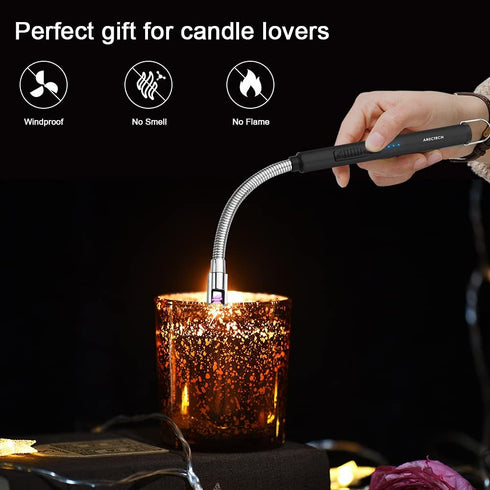 ARECTECH Candle Electric Lighter Rechargeable USB Arc Lighter Windproof Plasma for Candle Cooking BBQs Fireworks Birthday Gift Black...