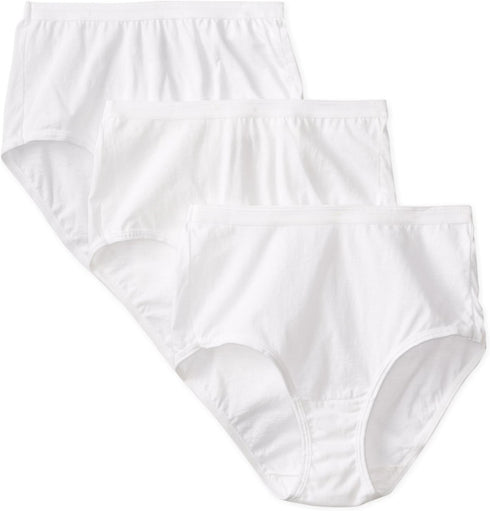 Fruit of the Loom womens Fruit Loom Women's Comfort Covered Cotton Panties - White briefs underwear, Cotton White, Pack of 3 , 5 US...