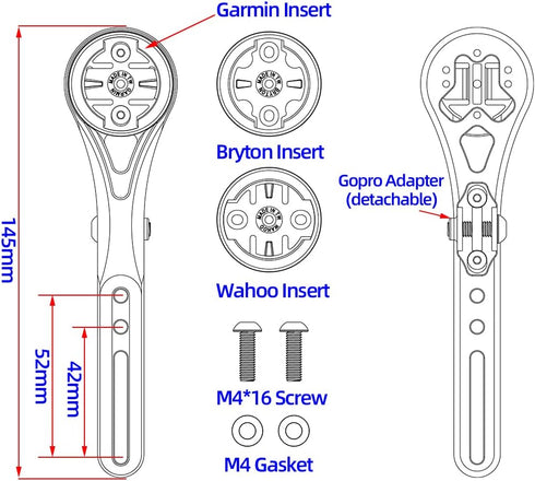 Aero Integrated Handlebar Out Front Combo Mount for Garmin Edge Wahoo Elemnt Bryton Rider Stages Dash Hammerhead Campatible with Canyon CEP Cockpi...