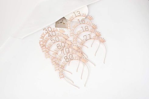 MGJSRNH Headband and Sash, 60th Birthday Rhinestone Crown and Glitter Sash for Women's Birthday Party, Rose Gold...
