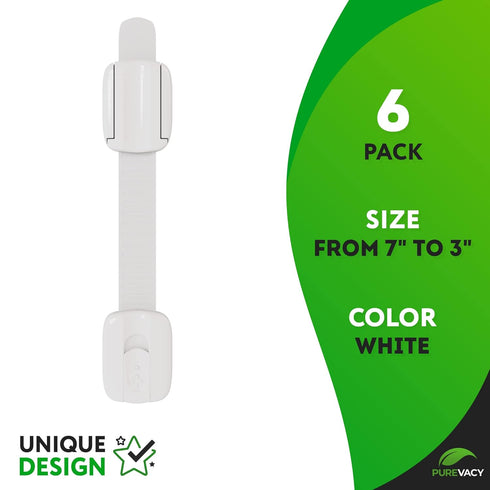 6 Pack Child Safety Strap Locks. Child Locks for Cabinets No Drilling. Sticky Child Safety Drawer Locks Baby Proofing. Refrigerator Strap Lock for...